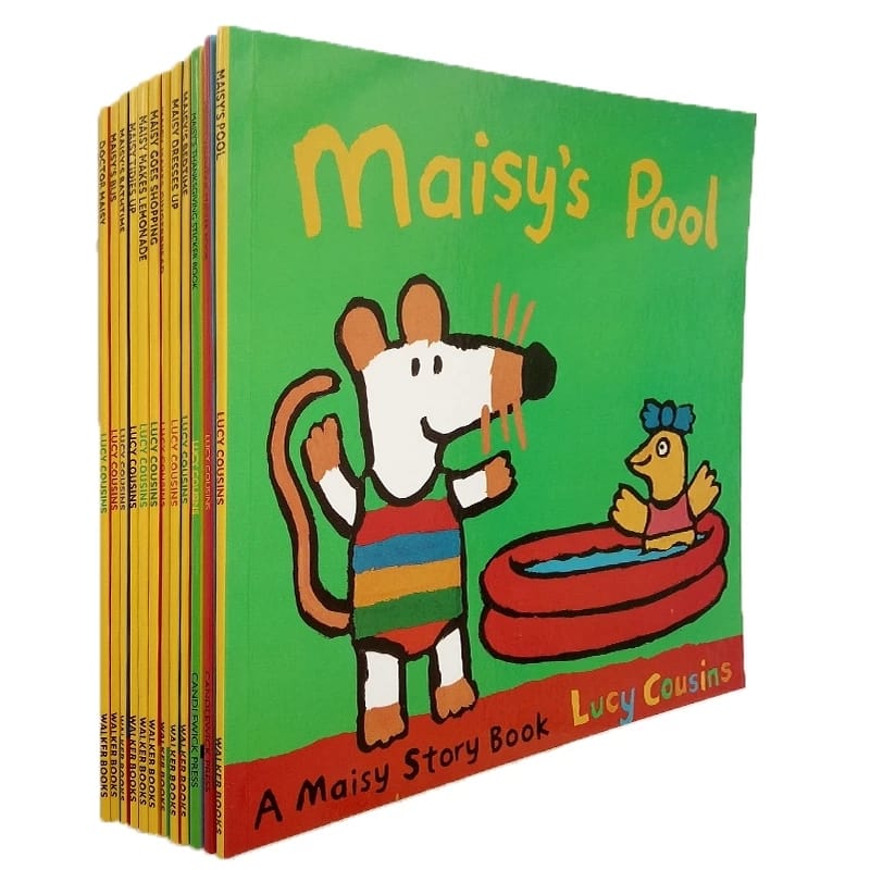12 Books/Set Maisy Swim Bag Wave Mice Mouse Children Story Book Sticker Book IQ EQ Training