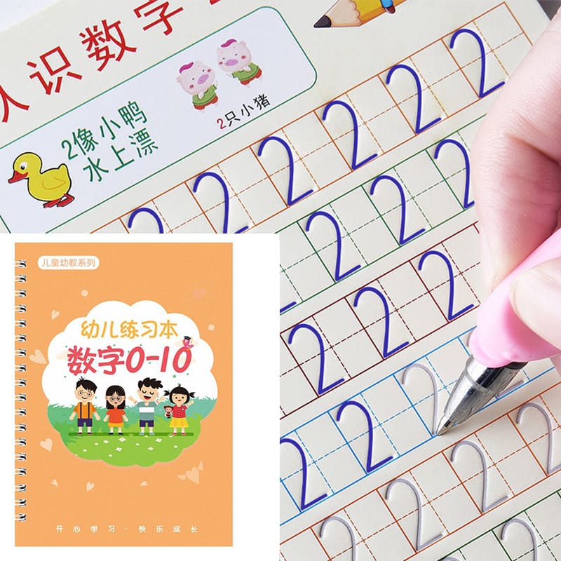 Reusable Children 3D Copybook books Learn chinese Pinyin Number0-10 addition and subtraction For kids