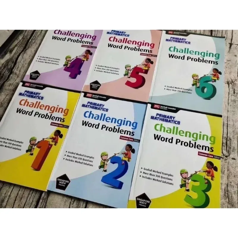 Challenging Word Problems Singapore Math Us Edition 6 Volumes Children's Genuine English Learning Books