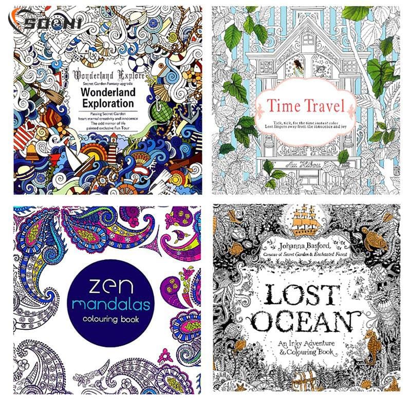 1PC 24 Pages Mandalas Flower Coloring Book For Children Adult Relieve Stress Kill Time Graffiti Painting Drawing Art Books