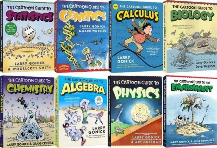 8 Books/set,The Cartoon Guide to Statistics/Chemistry Funny Science Comics English Story Book Early Education libros  livro