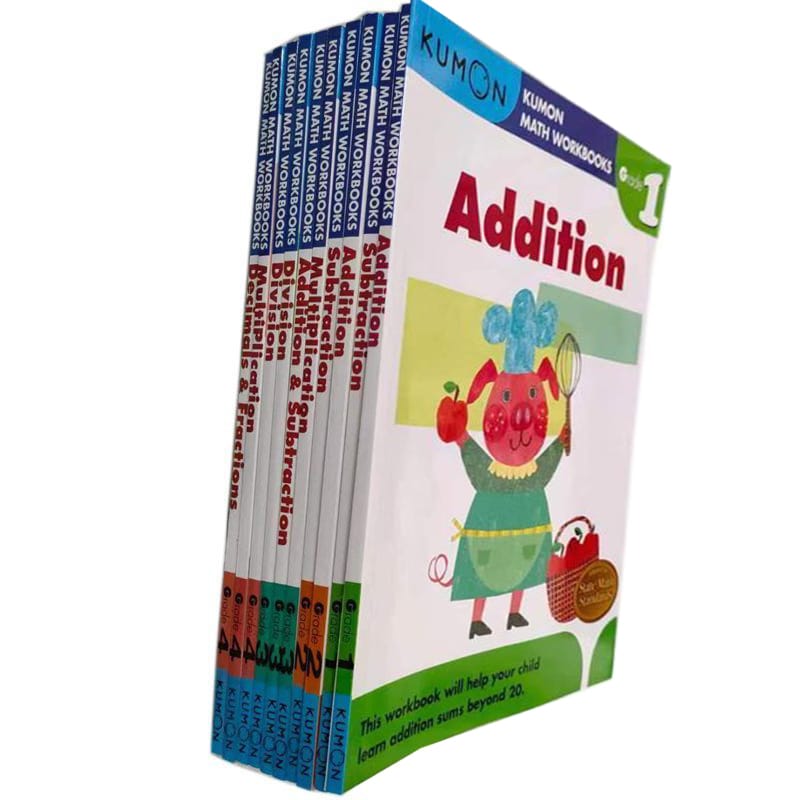 10 Books/Set Kumon Calculation Math Workbooks English Math Problems Exercises Teaching Books G1-G4 for Age 6-10 Years Old