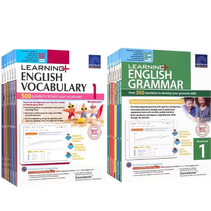 Learning English Singapore's Vocabulary Grammar Book 1-6 Grade SAP Workbook Geniebook Primary School 8-12 Year Student Homework