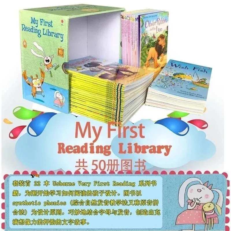 50 Books/Set Usborne My First Reading Library English Picture Books Baby Early Childhood Words Learning Gift for Kids New