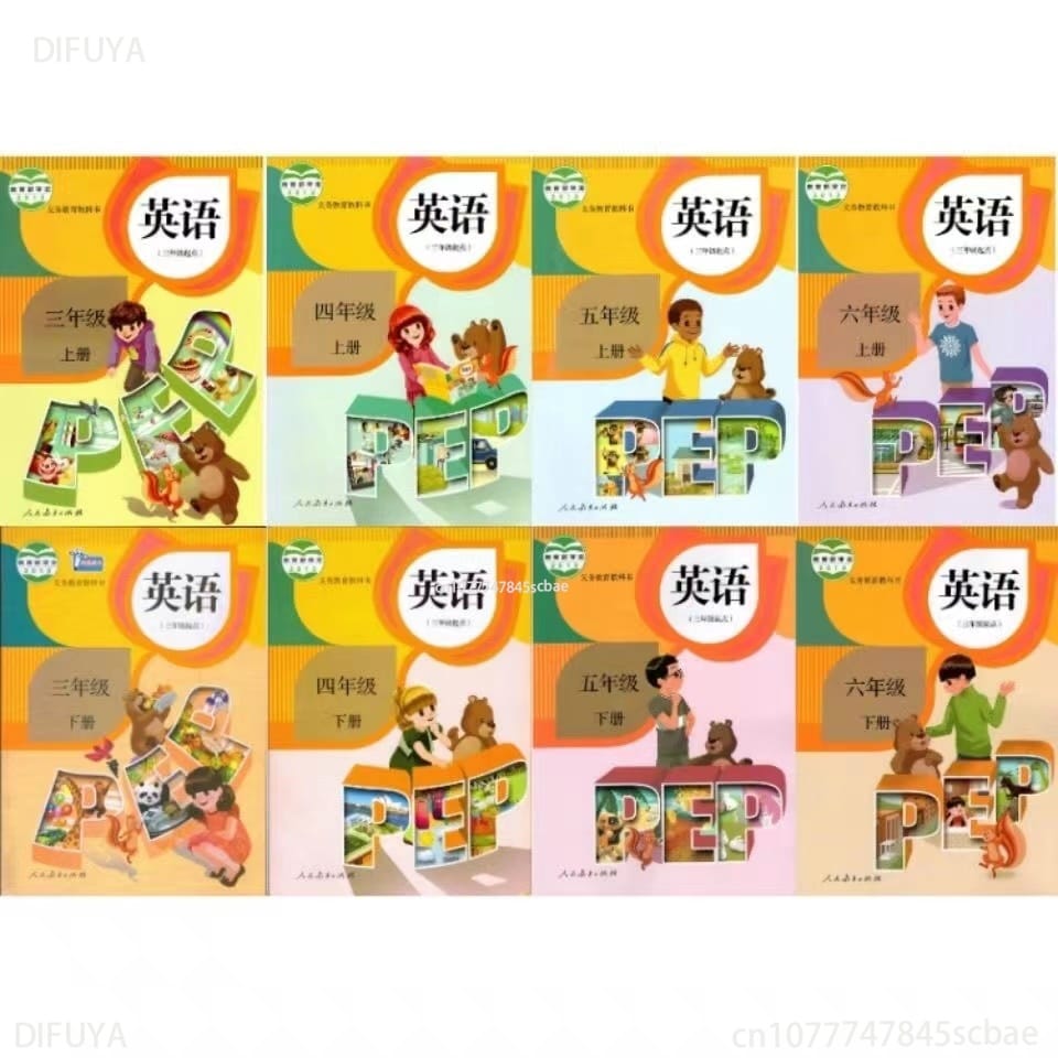 Newest Hot PEP Version Version Of Primary School English Grade 3-6 A Complete Set Of 8 Textbooks Anti-pressure Books Livros