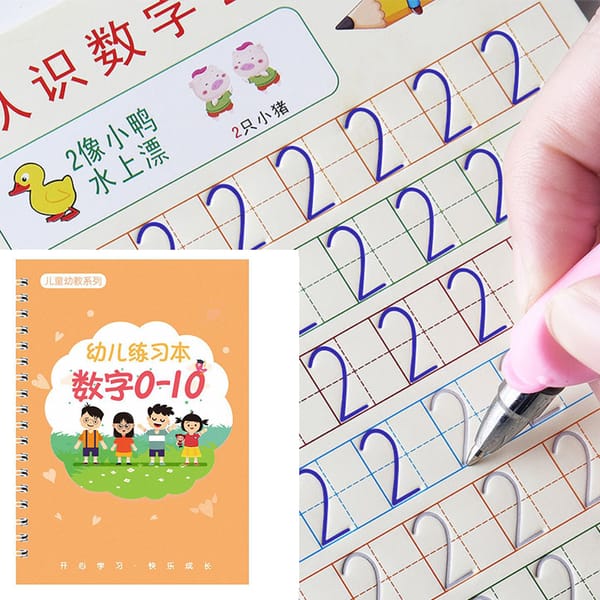 Reusable Children 3D Copybook books Learn chinese Pinyin Number0-10 addition and subtraction For kids