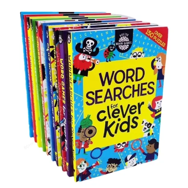 10Pcs Word Searchs Brain Maths Times Tables Games Quiz Travel Puzzles for Clever Kids English Reading Book Children Education