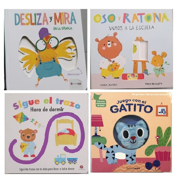 Random 2 Books Parent Child Kids Spanish Book Early Education Enlightenment Interesting Game Activity 3D Cardboard Book Age 0-4