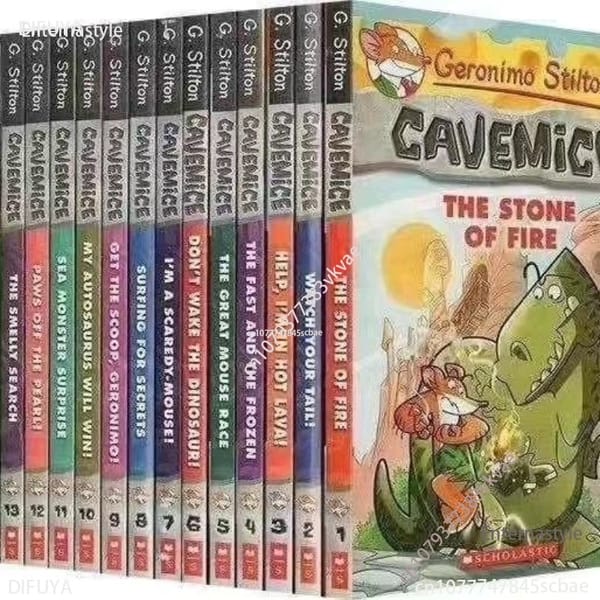 15 Books Geronimo Stilton Cavemice Picture Book Children Reading Book Young-adult Novel English Comic Story for Age 5-12 Livros