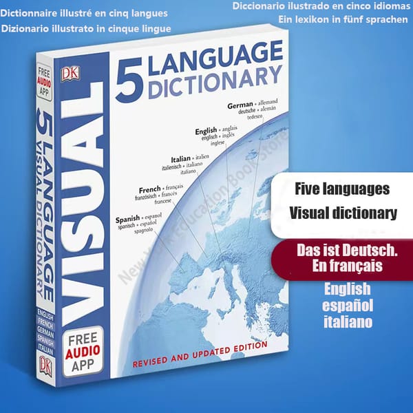 Five Language  Visual Dictionary :Contrastive Graphical Dictionary Book,Language Learning Tools Books
